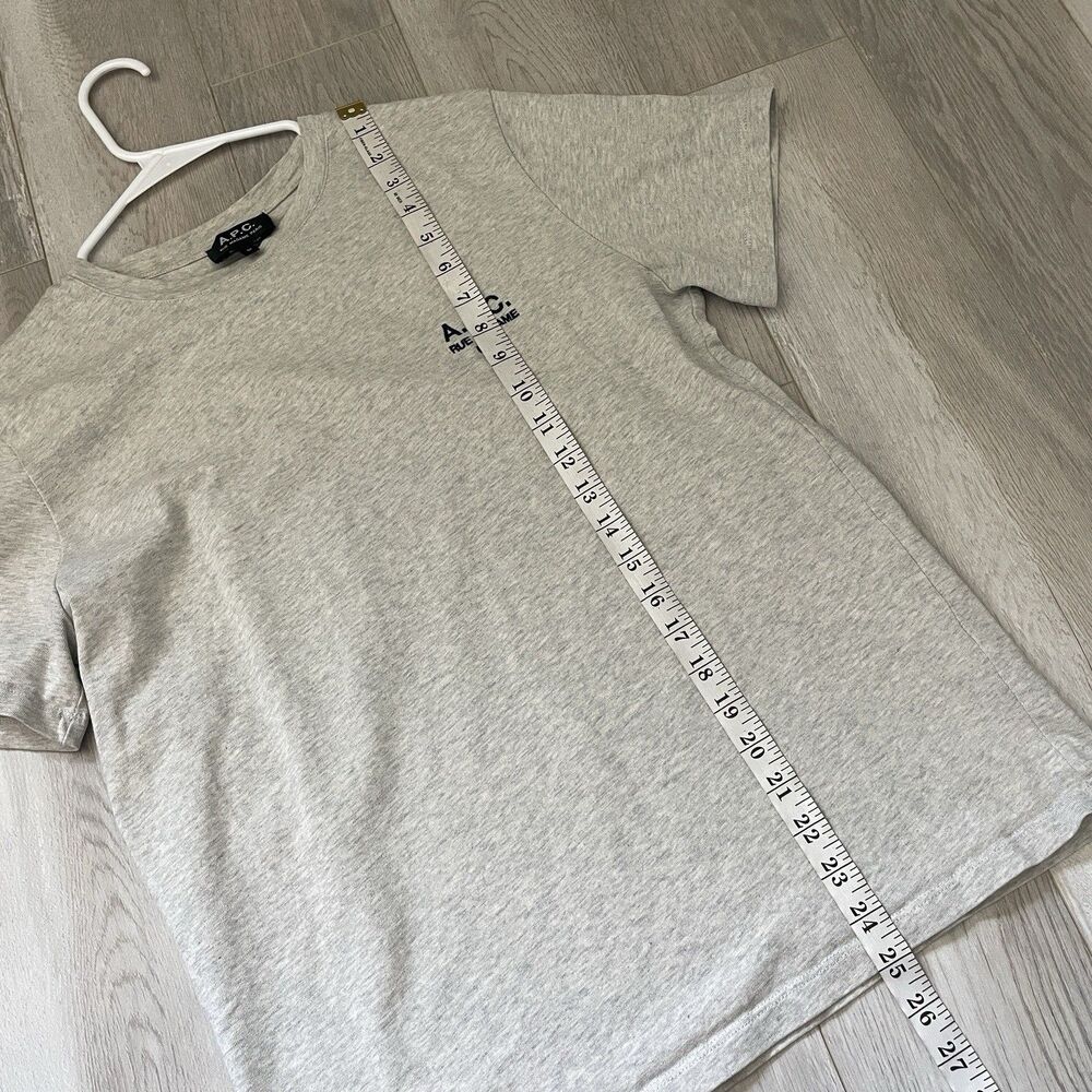 A.P.C. Embroidered Tshirt crewneck short sleeve logo mens Gray (medium) classic - Picture 3 of 6